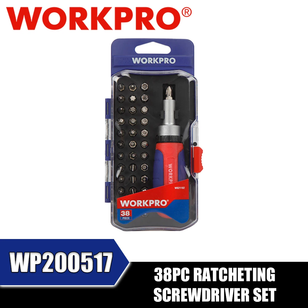 WORKPRO WP200517 38PC Ratcheting Screwdriver Set Power Tool Accessories
WORKPRO WP200517 38PC Ratcheting Screwdriver Set Power Tool Accessories