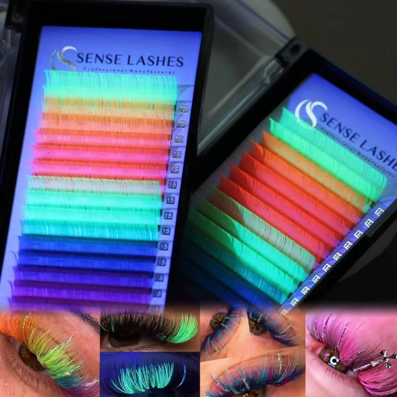 SENSE LASHES 16 Rows Mix Color Eyelash Extension Glow Fluorescent Colorful Lashes Individual Gradient Colored False Mink Lashes
SENSE LASHES 16 Rows Mix Color Eyelash Extension Glow Fluorescent Colorful Lashes Individual Gradient Colored False Mink Lashes