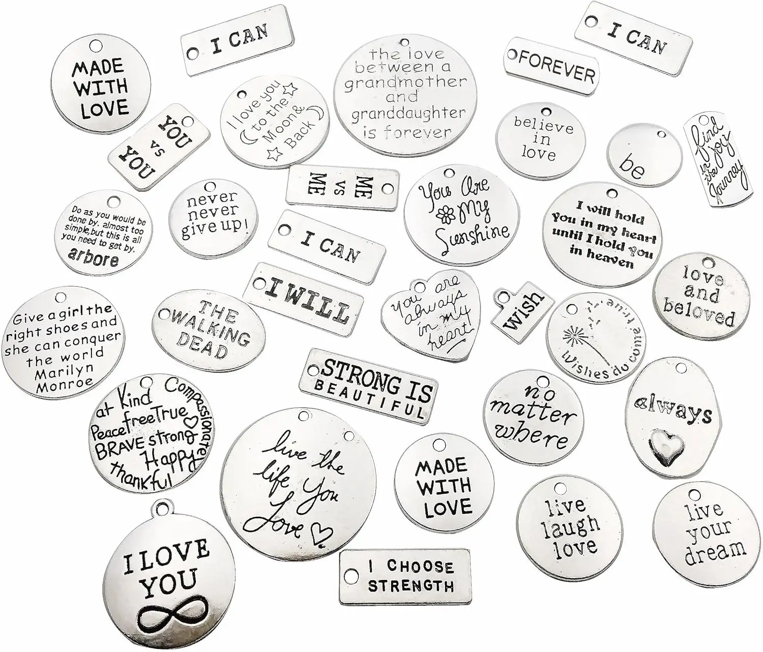 Inspiration Words Charms Craft Supplies Mixed Pendants Beads Charms Pendants for Crafting Jewelry Findings Making Accessory for 
Inspiration Words Charms Craft Supplies Mixed Pendants Beads Charms Pendants for Crafting Jewelry Findings Making Accessory for