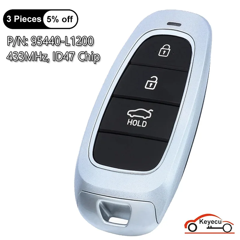 KEYECU 3 Buttons 433MHz ID47 Chip for Hyundai Sonata 2020 2021 2022 Auto Smart Remote Control Key Replacement Fob 95440-L1200
KEYECU 3 Buttons 433MHz ID47 Chip for Hyundai Sonata 2020 2021 2022 Auto Smart Remote Control Key Replacement Fob 95440-L1200