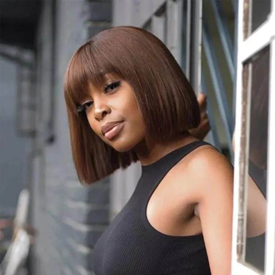 Synthetic Hair Straight Short Cut Bob Wig With Bangs for Women 12" Pixie Cut Short Hair Style Brown Colored Wigs For Cosplay
Synthetic Hair Straight Short Cut Bob Wig With Bangs for Women 12" Pixie Cut Short Hair Style Brown Colored Wigs For Cosplay
