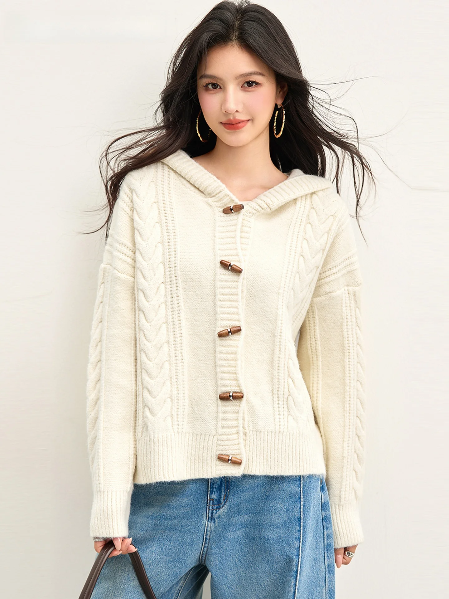 La Chapelle Women's Knitted Sweater with Button Hooded Pure Color Versatile Retro Sle Autumn New Arrival Soft Sle Loose Fit
La Chapelle Women's Knitted Sweater with Button Hooded Pure Color Versatile Retro Sle Autumn New Arrival Soft Sle Loose Fit