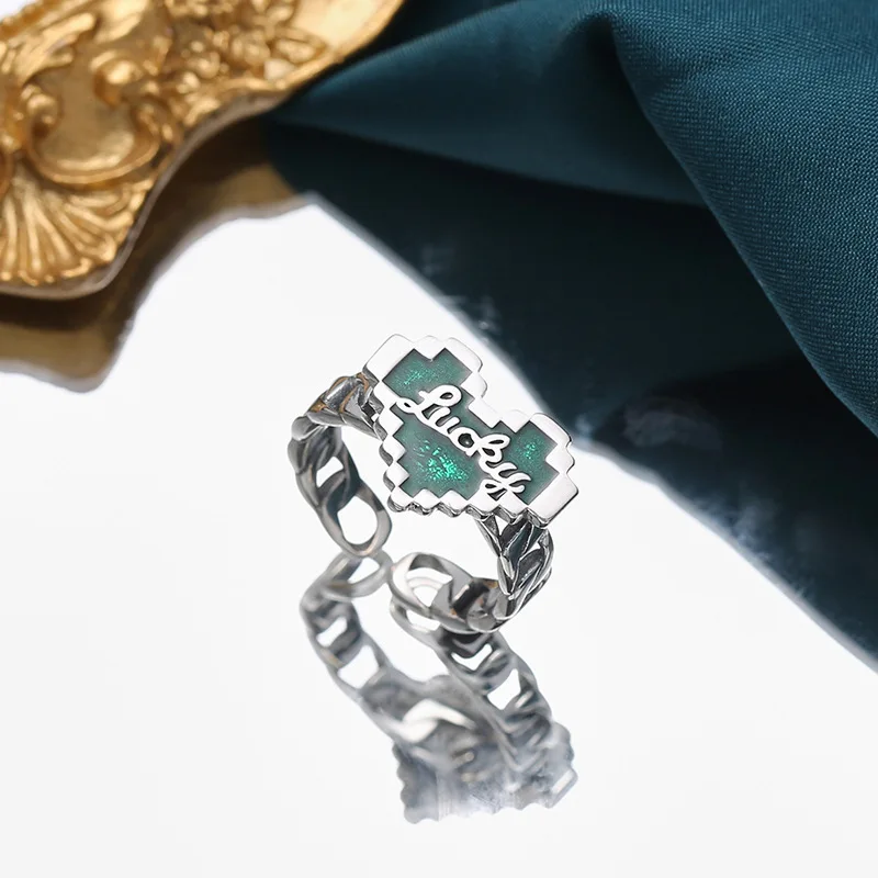 Summer S925 sterling silver fashion love heart-shaped ring open European and American style retro distressed epoxy artistic
Summer S925 sterling silver fashion love heart-shaped ring open European and American style retro distressed epoxy artistic