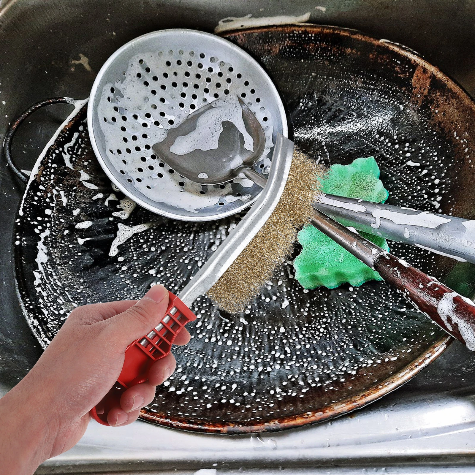 3pcs Steel Wire Brush Long Handle for BBQ Grill Cleaner Kitchen Rust Remover Crevices Porcelain Tableware Heavy Duty
3pcs Steel Wire Brush Long Handle for BBQ Grill Cleaner Kitchen Rust Remover Crevices Porcelain Tableware Heavy Duty