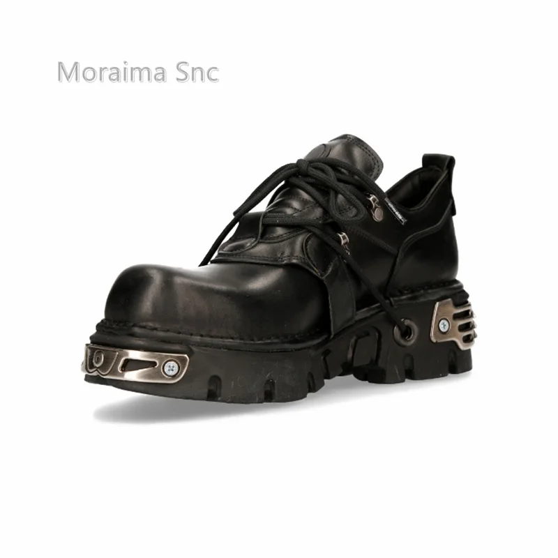 British Style Retro Punk Small Leather Shoes for Women Metal Decor Design Dark Low Top Thick Sole Lace Up Women's Single Shoe
British Style Retro Punk Small Leather Shoes for Women Metal Decor Design Dark Low Top Thick Sole Lace Up Women's Single Shoe