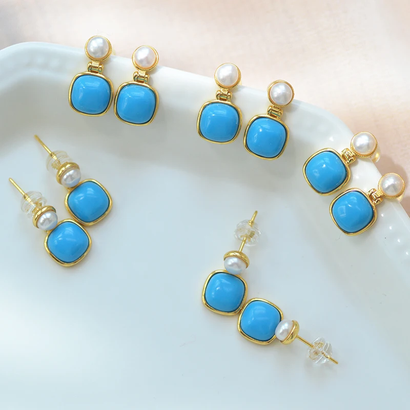 Natural Sleeping Beauty Turquoise Mason S925 Silver Sterling Silver Gold Plated 18k Earrings Geometric Square Pearl Earrings
Natural Sleeping Beauty Turquoise Mason S925 Silver Sterling Silver Gold Plated 18k Earrings Geometric Square Pearl Earrings