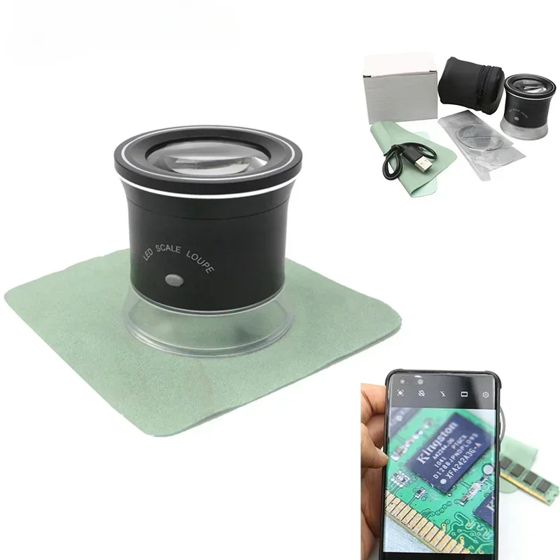 Scale Loupe Illuminated Magnifier with Led Lights Rechargeable Magnifying Glass Interchangeable Reticle Scale
Scale Loupe Illuminated Magnifier with Led Lights Rechargeable Magnifying Glass Interchangeable Reticle Scale