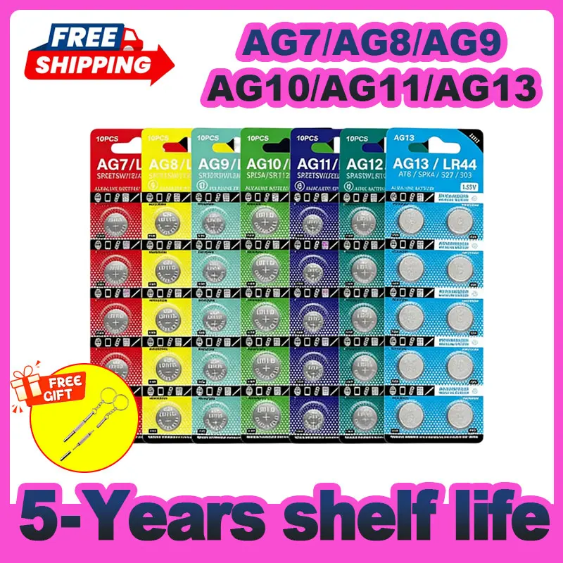 1.55V AG13 LR44 SR44 AG10 LR1130 AG7 AG8 AG9 AG11 AG12 LR41 Button Battery 20PCS New for Watches
1.55V AG13 LR44 SR44 AG10 LR1130 AG7 AG8 AG9 AG11 AG12 LR41 Button Battery 20PCS New for Watches