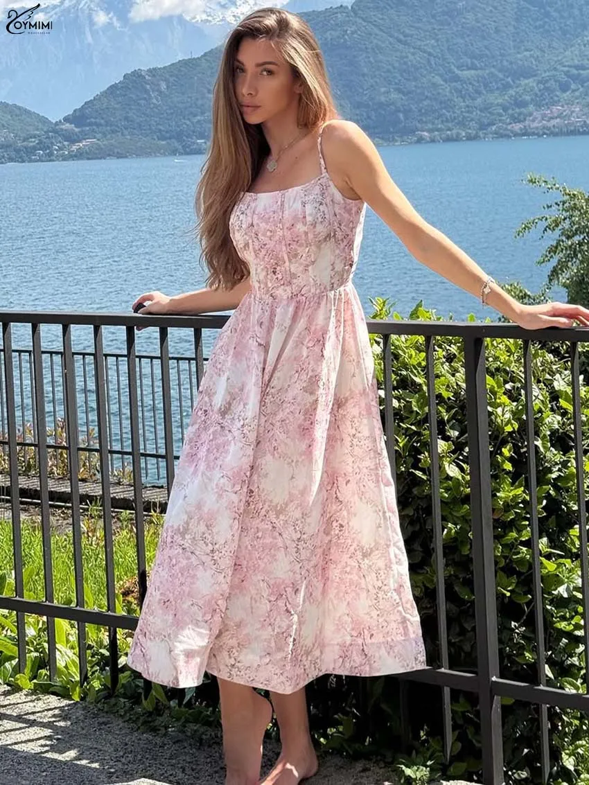 Oymimi Fashion Pink Print Dresses For Woman Elegant Spaghetti Strap Open Back Zipper Dresses Casual High Wast Mid-Calf Dress
Oymimi Fashion Pink Print Dresses For Woman Elegant Spaghetti Strap Open Back Zipper Dresses Casual High Wast Mid-Calf Dress