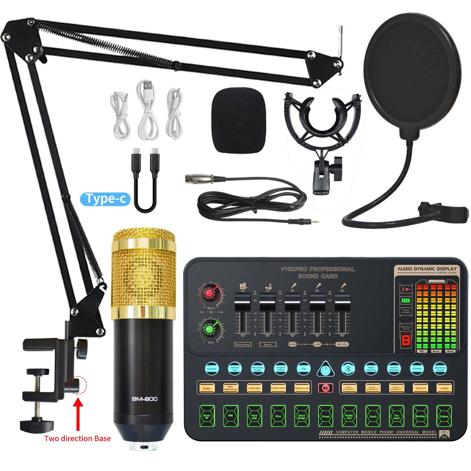 DJ Equipment BM800 Microphone Console Studio Sound Card Kit Cable Phone Mixing Computer Live Voice Mixer V10xPro Soundcard Set
DJ Equipment BM800 Microphone Console Studio Sound Card Kit Cable Phone Mixing Computer Live Voice Mixer V10xPro Soundcard Set