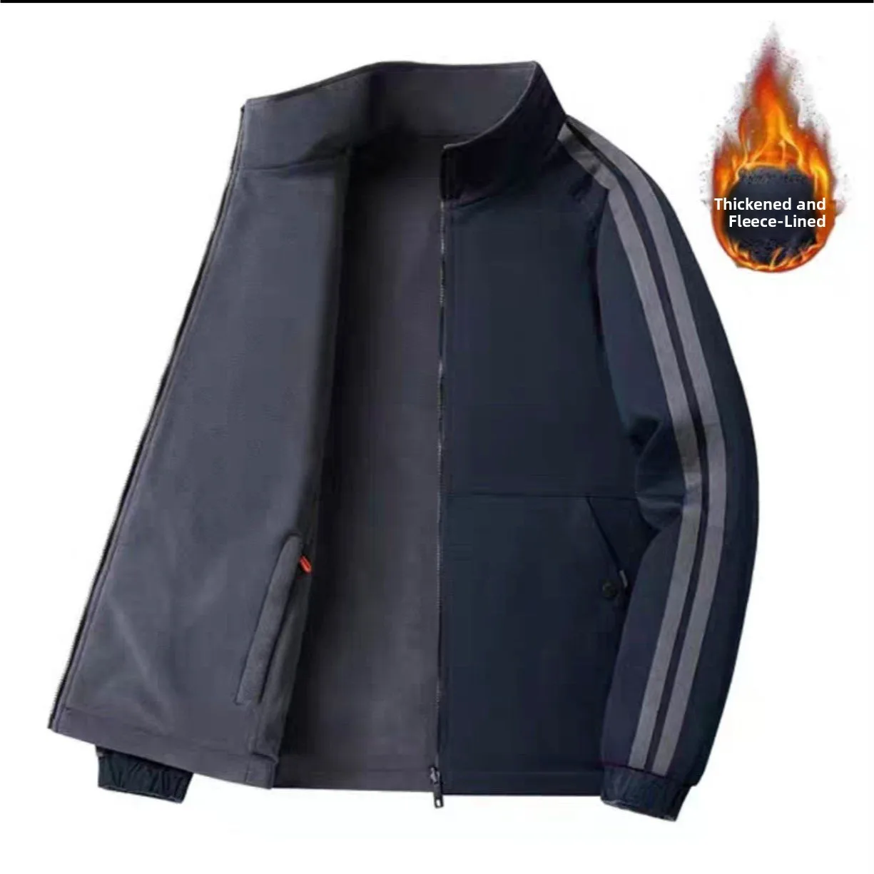 Double-Sided Wear Men's Jaet Thiened Floing Casual Stand Collar Warm Winter Outerwear Polyester Fiber Long Sve Zipper
Double-Sided Wear Men's Jaet Thiened Floing Casual Stand Collar Warm Winter Outerwear Polyester Fiber Long Sve Zipper