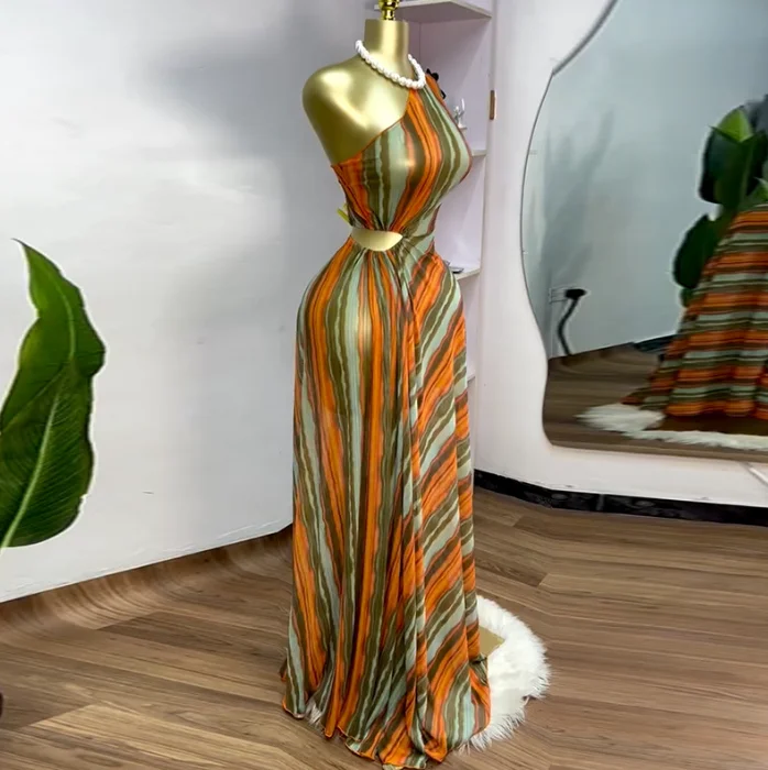 Sexy Elegant Women's 2025 Spring New Sweet and Fresh Striped Slanted Shoulder Neck High Waist A-Line Dress Long Skirt
Sexy Elegant Women's 2025 Spring New Sweet and Fresh Striped Slanted Shoulder Neck High Waist A-Line Dress Long Skirt