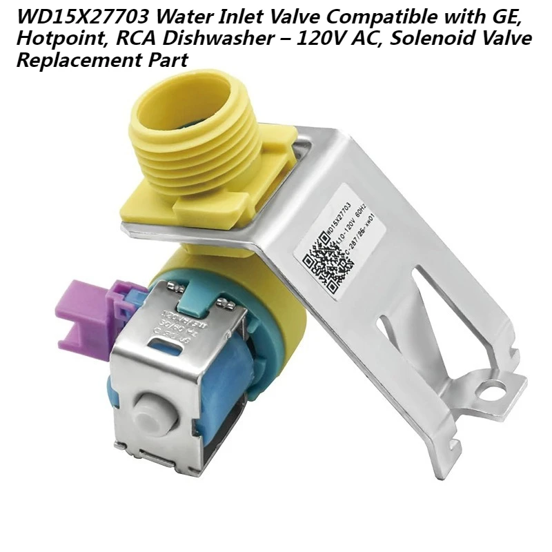 WD15X27703 Water Inlet Valve Compatible with GE, Hotpoint, RCA Dishwasher – 120V AC, Solenoid Valve Replacement Part
WD15X27703 Water Inlet Valve Compatible with GE, Hotpoint, RCA Dishwasher – 120V AC, Solenoid Valve Replacement Part