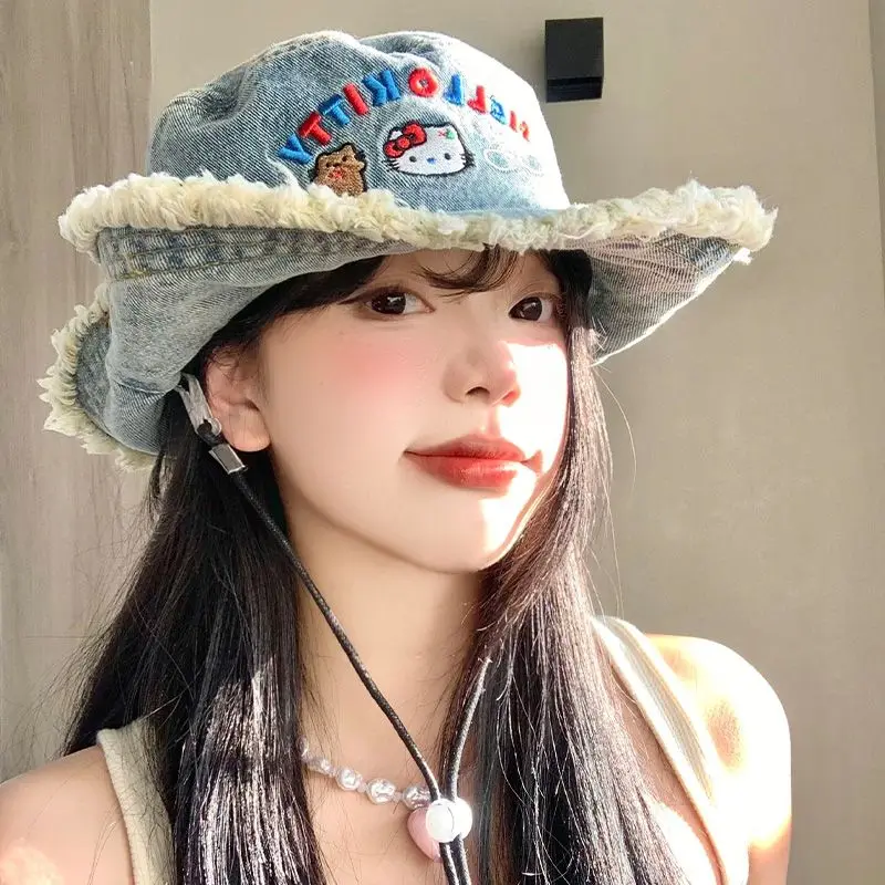 New Sanrio's Hello Kitty Hat Kawaii Spring and Summer Denim Sun Hat Ins Korean Fisherman Hat Cartoon Anime Couple Birthday Gift
New Sanrio's Hello Kitty Hat Kawaii Spring and Summer Denim Sun Hat Ins Korean Fisherman Hat Cartoon Anime Couple Birthday Gift