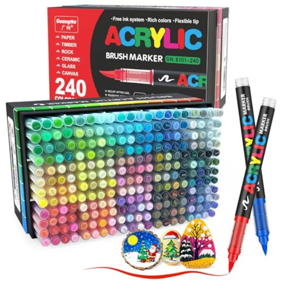 240 Colors Acrylic Paint Markers, Brush Tip Paint Pens Acrylic Markers with Waterproof Long-Lasting Ink for Rock, Canvas, Fabri
240 Colors Acrylic Paint Markers, Brush Tip Paint Pens Acrylic Markers with Waterproof Long-Lasting Ink for Rock, Canvas, Fabri