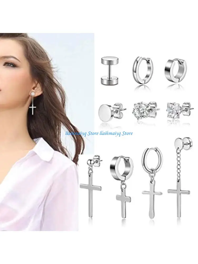 573B 10 Pairs Steel Dangle Hinged Earrings Hoop Huggie Earrings Set for Men Women Ear Piercing Jewelry Gifts
573B 10 Pairs Steel Dangle Hinged Earrings Hoop Huggie Earrings Set for Men Women Ear Piercing Jewelry Gifts