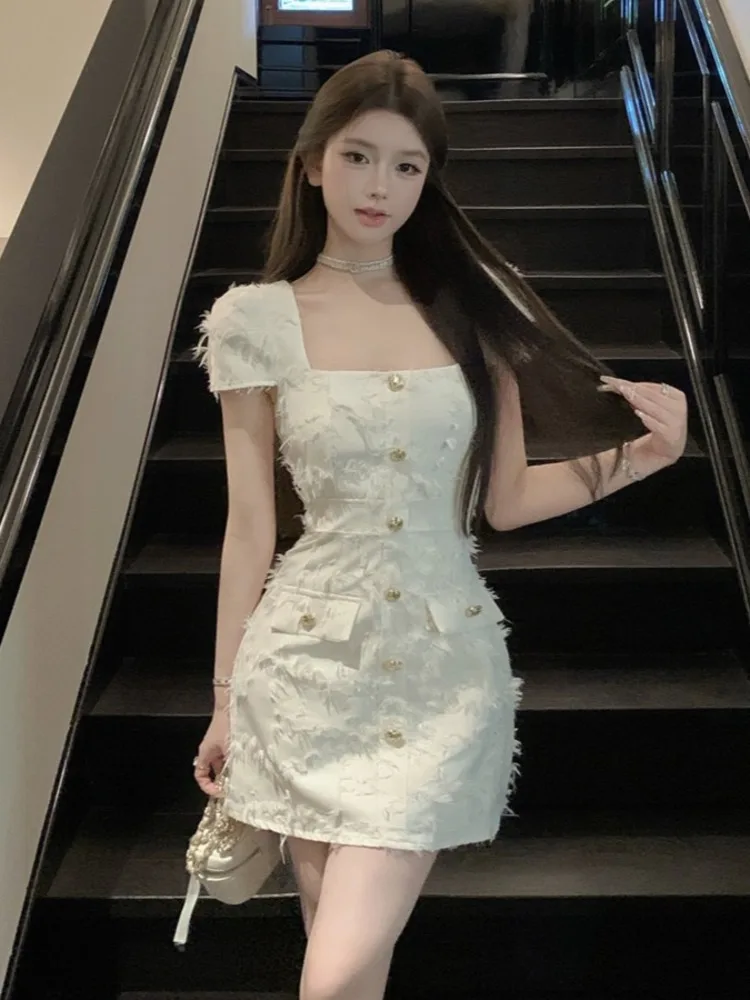 Korean Sweet Tweed Small Fragrance Tweed Dresses For Women 2025 French Style Elegant Summer Dress Lady Fashion Short Vestidos
Korean Sweet Tweed Small Fragrance Tweed Dresses For Women 2025 French Style Elegant Summer Dress Lady Fashion Short Vestidos