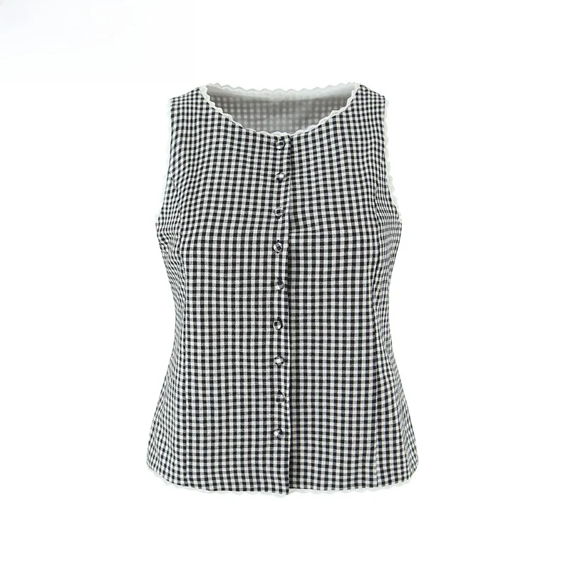 ZBZR Spring New Women's Lace Trim Waist Cinched Plaid Vest Ele Sle Commute Regular Length Polyester Fiber round Ne
ZBZR Spring New Women's Lace Trim Waist Cinched Plaid Vest Ele Sle Commute Regular Length Polyester Fiber round Ne