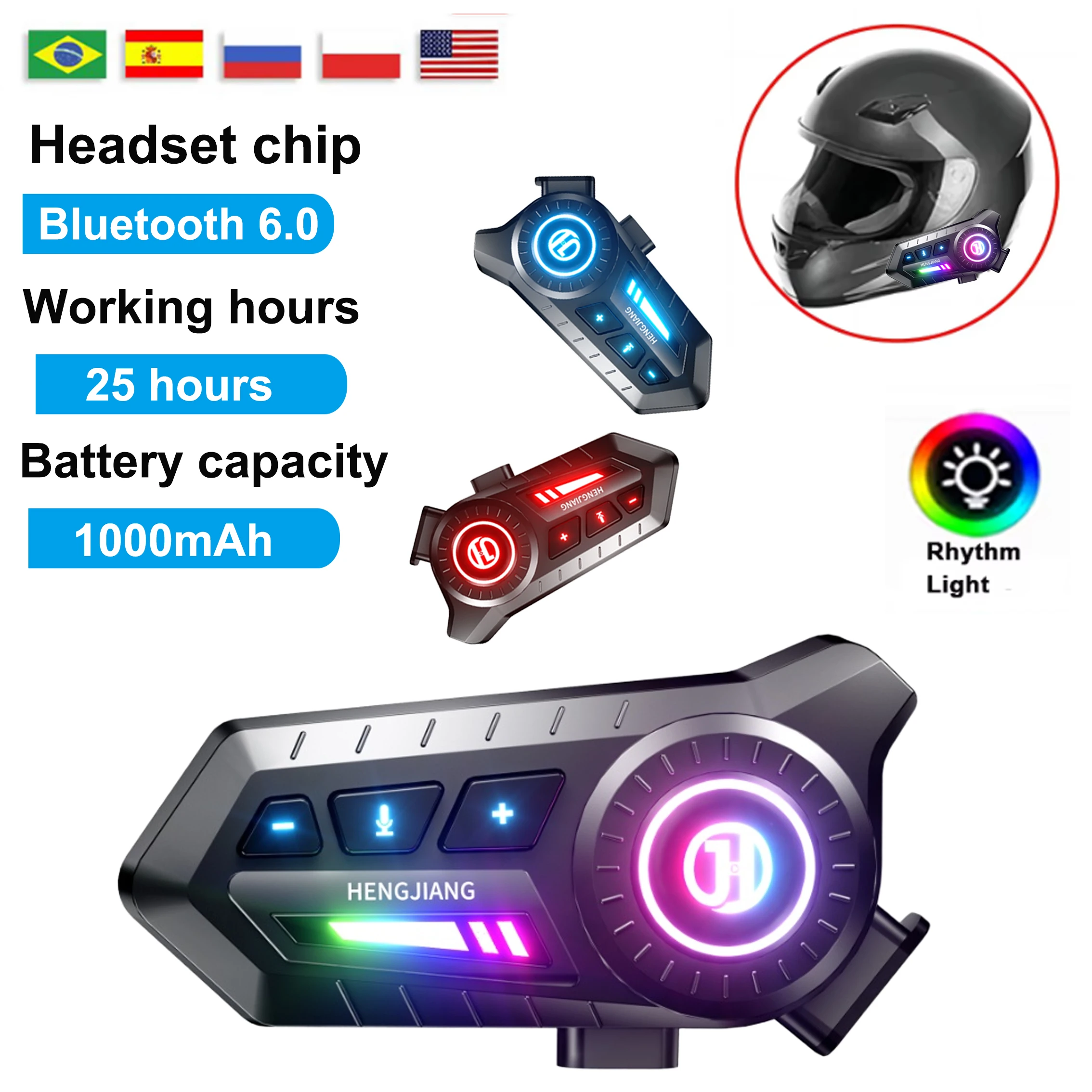 KEBIDUMEI 1/2x Motorcycle Headset Helmet BT6.0 Moto Earphone Motorbike HandsFree Call IPX7 Waterproof 1000mAh With Ambient Light
KEBIDUMEI 1/2x Motorcycle Headset Helmet BT6.0 Moto Earphone Motorbike HandsFree Call IPX7 Waterproof 1000mAh With Ambient Light