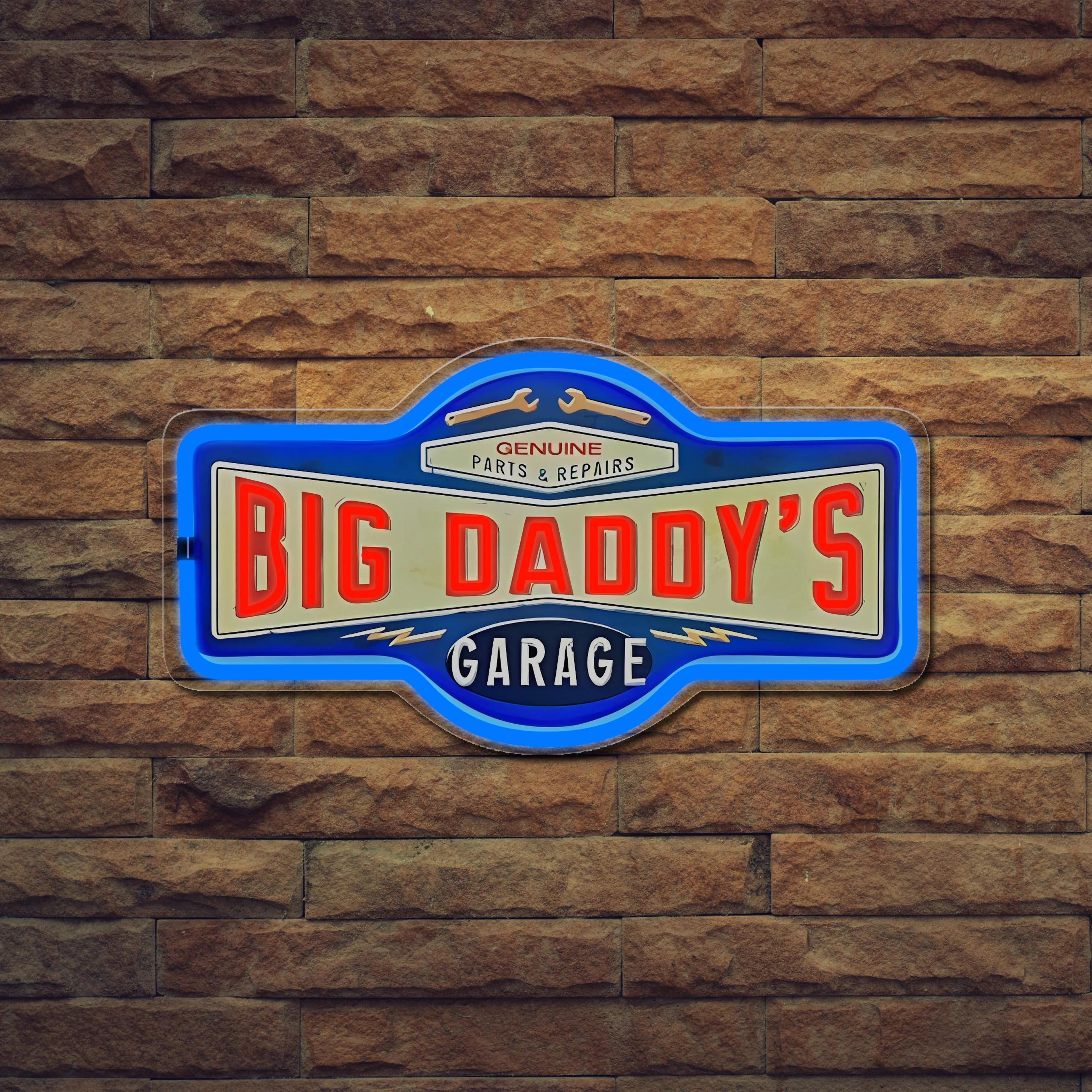 1 piece of Big Daddy's Garage LED neon sign retro style retro wall decoration for men's holes, game rooms, arcades or home bars.
1 piece of Big Daddy's Garage LED neon sign retro style retro wall decoration for men's holes, game rooms, arcades or home bars.