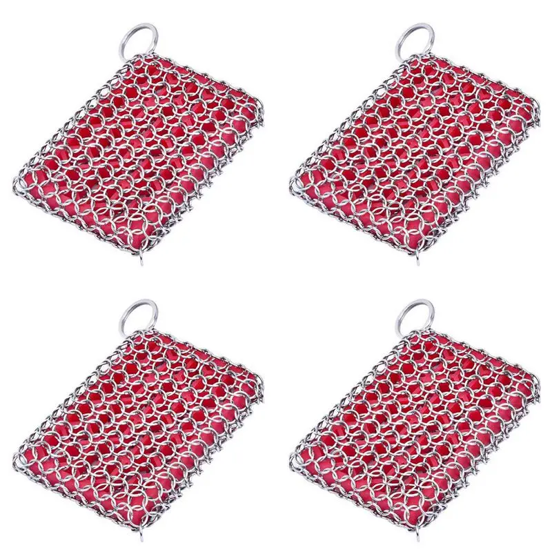 A98E-4X Cast Iron Skillet Cleaner,316 Stainless Steel Chainmail Cleaning Scrubber Silicone Scrubber,For Kitchen Cookware(Red)
A98E-4X Cast Iron Skillet Cleaner,316 Stainless Steel Chainmail Cleaning Scrubber Silicone Scrubber,For Kitchen Cookware(Red)