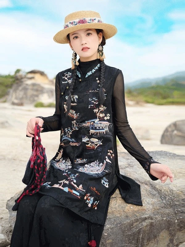 2026 chinese national style women v-neck sleeveless vest embroidered women mid-length traditional tang suit cheongsam coat top
2026 chinese national style women v-neck sleeveless vest embroidered women mid-length traditional tang suit cheongsam coat top