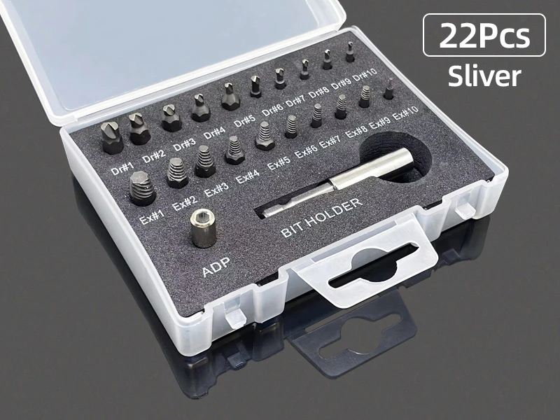 22/33pcs Damaged Screw Extractor Drill Bit Set Stripped Screw Extractor Kit Drill Bit Set Removal Tools With Plastic Storage Box
22/33pcs Damaged Screw Extractor Drill Bit Set Stripped Screw Extractor Kit Drill Bit Set Removal Tools With Plastic Storage Box