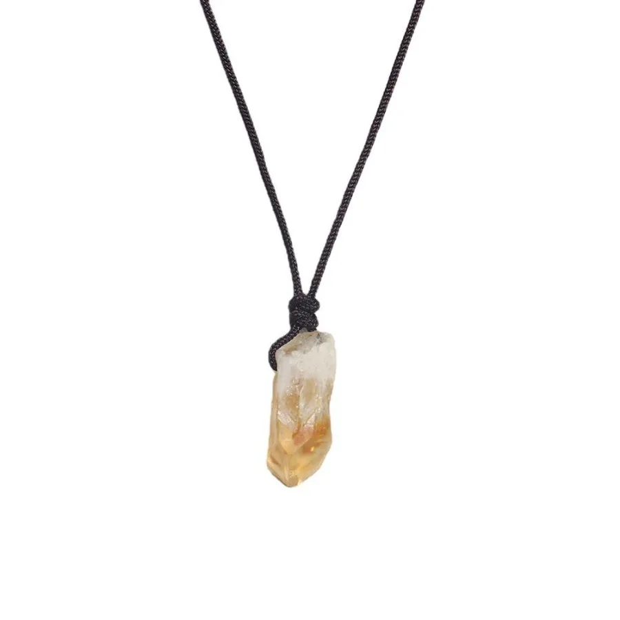 Natural Topaz Crystal Tooth Handmade DIY Perforated Gem Woven Black Rope Pendant
Natural Topaz Crystal Tooth Handmade DIY Perforated Gem Woven Black Rope Pendant