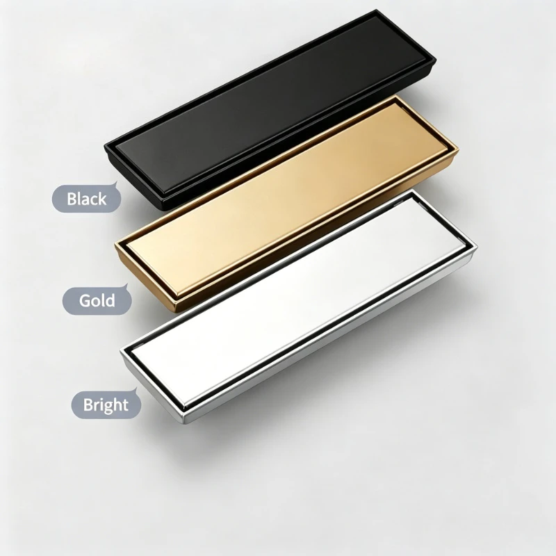 10Cm x 50cm Concealed long shower floor drain, tile-mounted, gold/black/glossy 304 stainless steel
10Cm x 50cm Concealed long shower floor drain, tile-mounted, gold/black/glossy 304 stainless steel