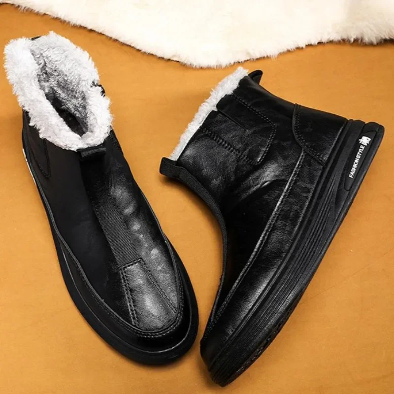  Мужские кожаные зимние ботинки на меху, зимние утепленные флисовые ботинки с высоким берцем на молнии, модные теплые противоскользящие ботинки в стиле ретро, корейская версия
Мужские кожаные зимние ботинки на меху, зимние утепленные флисовые ботинки с высоким берцем на молнии, модные теплые противоскользящие ботинки в стиле ретро, корейская версия 