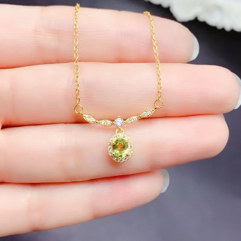 Sparkling 925 Silver Necklace for Party 4mm*5mm Natural Peridot Necklace with 3 Layers 18K Gold Plating Keep Shining
Sparkling 925 Silver Necklace for Party 4mm*5mm Natural Peridot Necklace with 3 Layers 18K Gold Plating Keep Shining