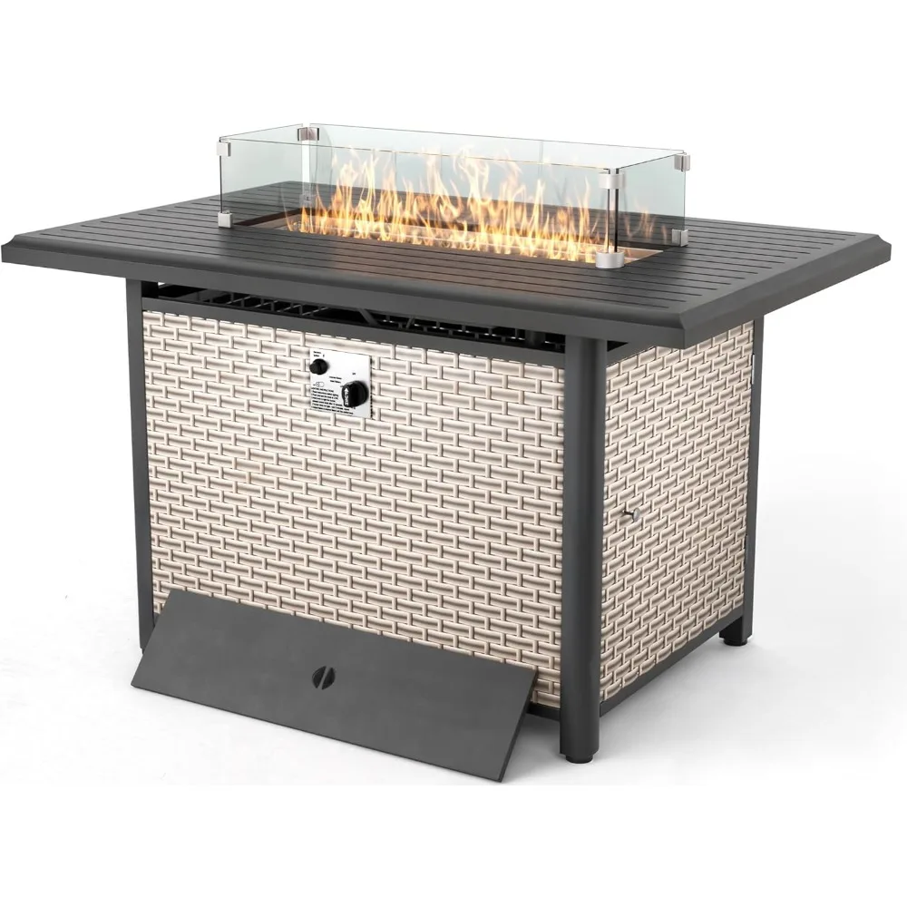 Rattan Fire Pit Table,40.5-inch Rectangle Grey Outdoor Companion,60000 BTU Auto-Ignition w Glass Wind Guard, Internal 20lb
Rattan Fire Pit Table,40.5-inch Rectangle Grey Outdoor Companion,60000 BTU Auto-Ignition w Glass Wind Guard, Internal 20lb
