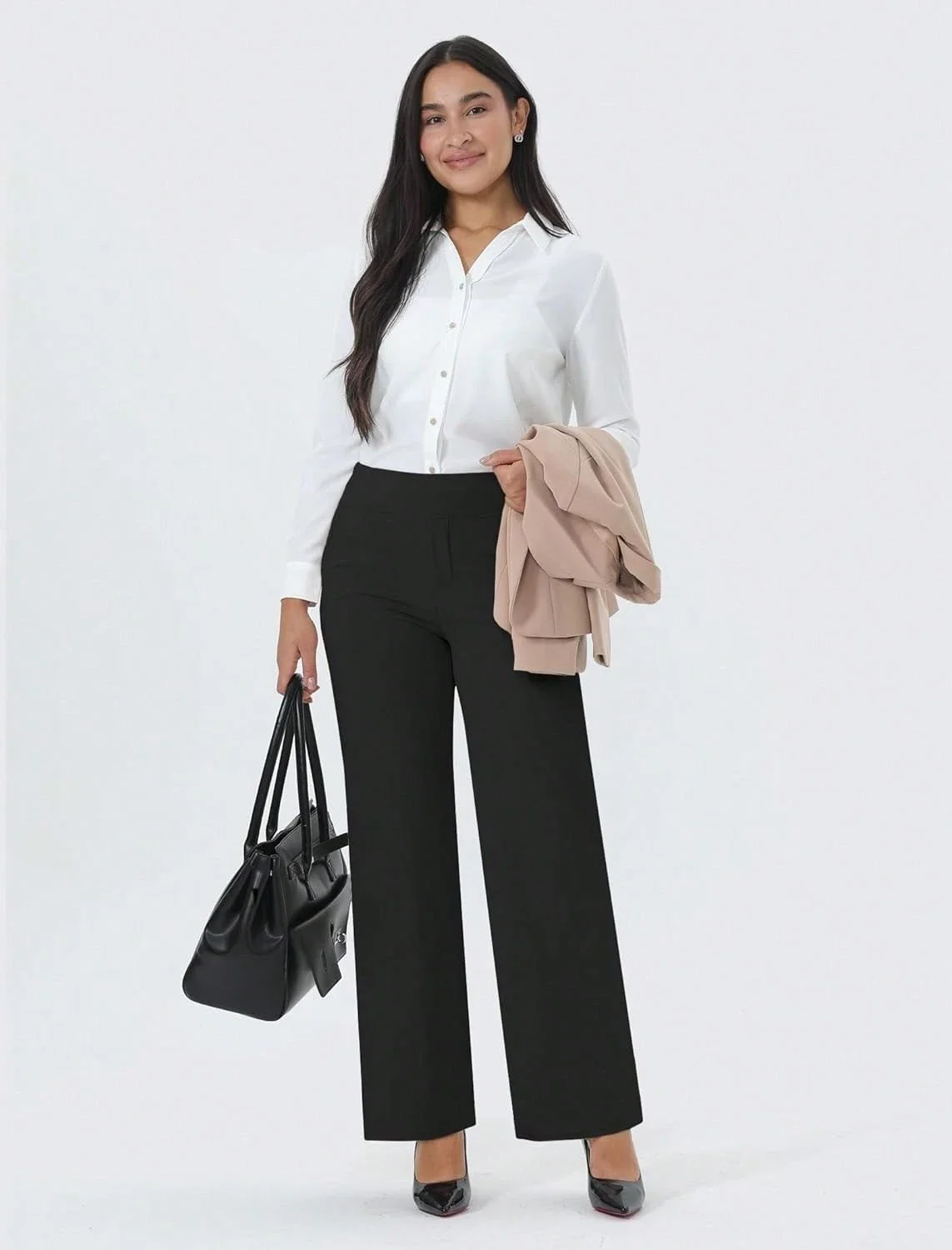 Women's High-Waisted Wide Leg Pants Ultra Stretchy With Deep Pockets
Women's High-Waisted Wide Leg Pants Ultra Stretchy With Deep Pockets