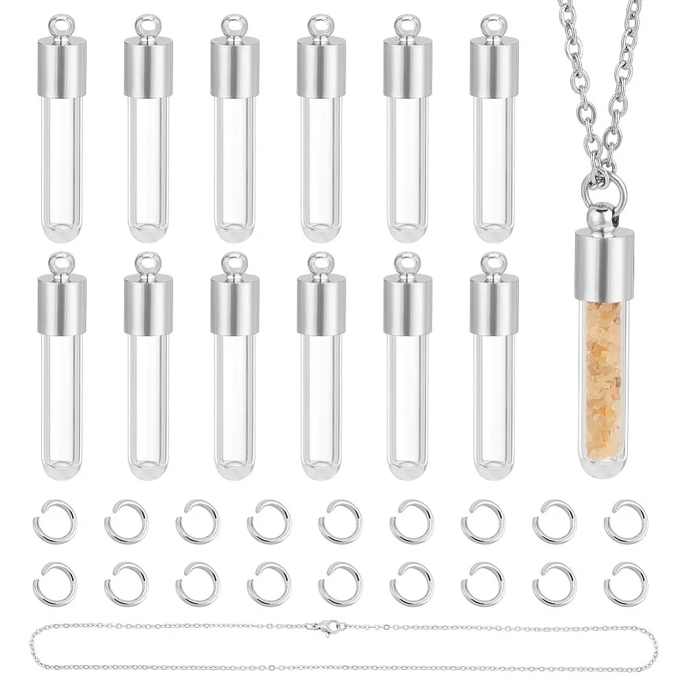 DIY 304 Stainless Steel Column Glass Bottle Necklace Making Kits Stainless Steel Color 32x7mm Hole: 1.5mm
DIY 304 Stainless Steel Column Glass Bottle Necklace Making Kits Stainless Steel Color 32x7mm Hole: 1.5mm
