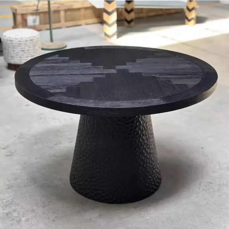 Medieval style solid oak round dining table, French retro simple table and chair combination, suitable for family dining hotels
Medieval style solid oak round dining table, French retro simple table and chair combination, suitable for family dining hotels