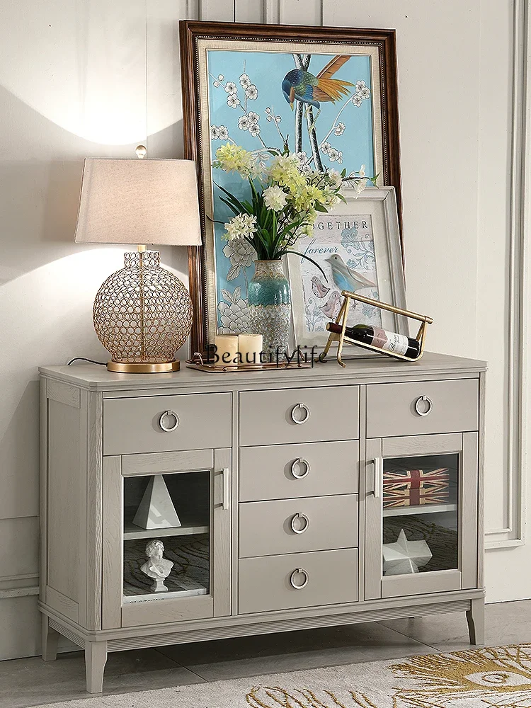 05-American light luxury red oak solid wood double door drawer storage wine cabinet
05-American light luxury red oak solid wood double door drawer storage wine cabinet