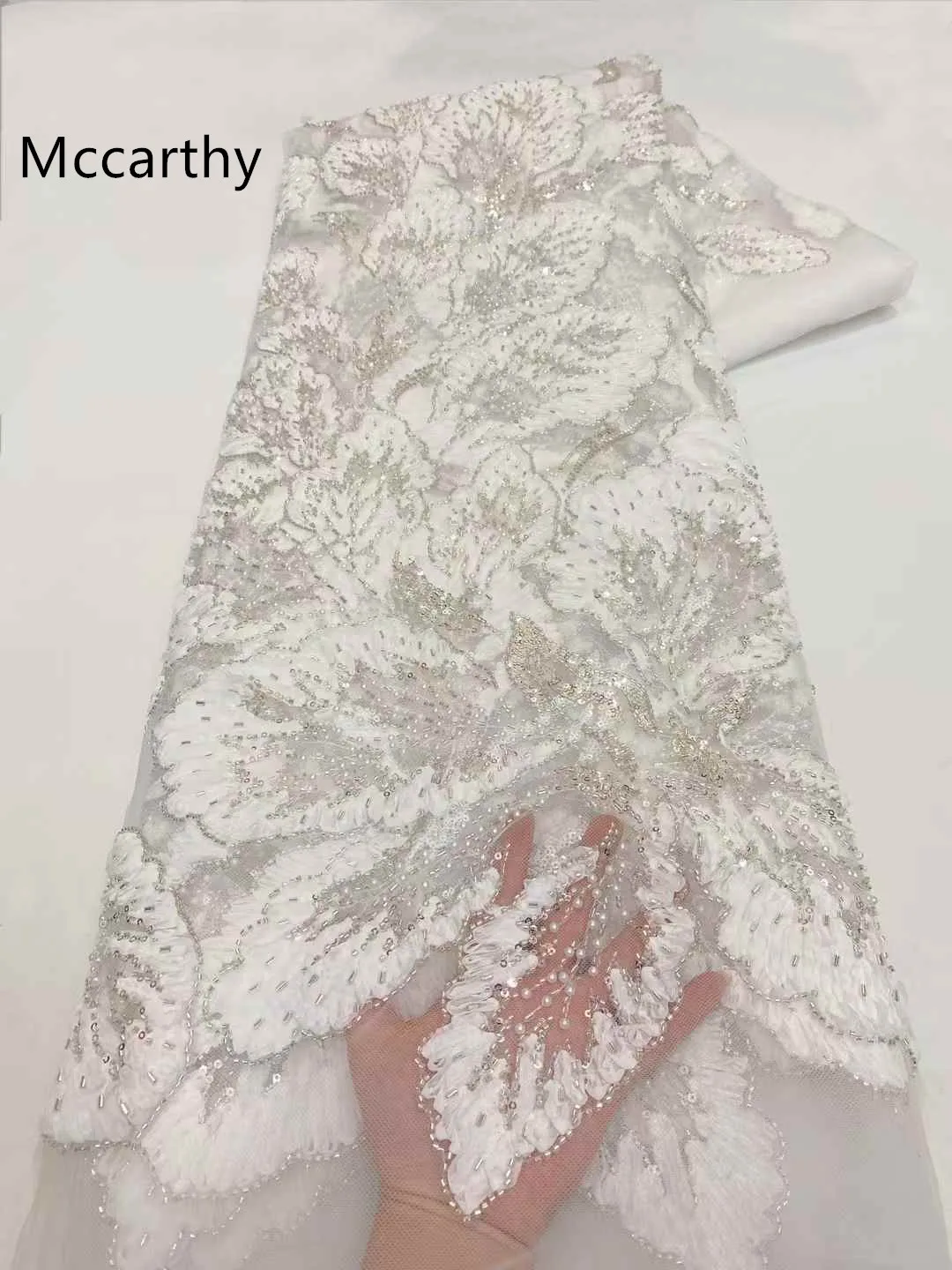 White African Heavy Beaded Lace Fabric Nigerian Sequins Groom Lace Fabric Wedding Party Dress Sewing High Quality 5 Yards 2025
White African Heavy Beaded Lace Fabric Nigerian Sequins Groom Lace Fabric Wedding Party Dress Sewing High Quality 5 Yards 2025
