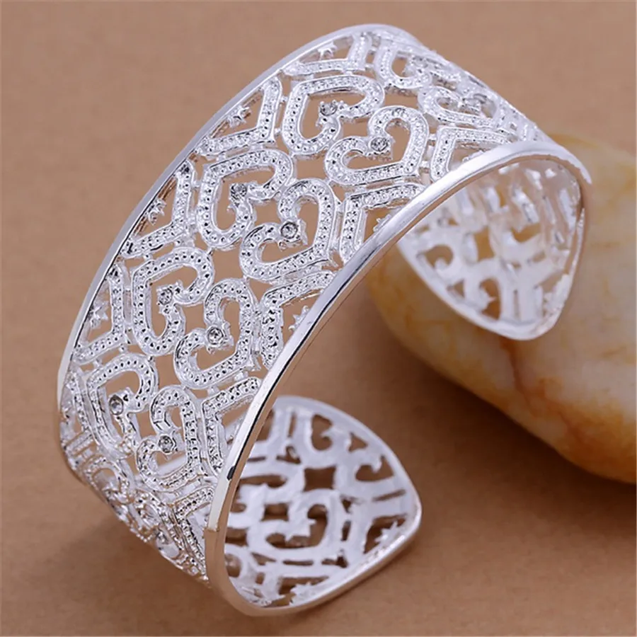 925 Sterling Silver Heart Zircon Cuffs Bracelet Bangles For Women Accessories Jewelry Jewellery
925 Sterling Silver Heart Zircon Cuffs Bracelet Bangles For Women Accessories Jewelry Jewellery