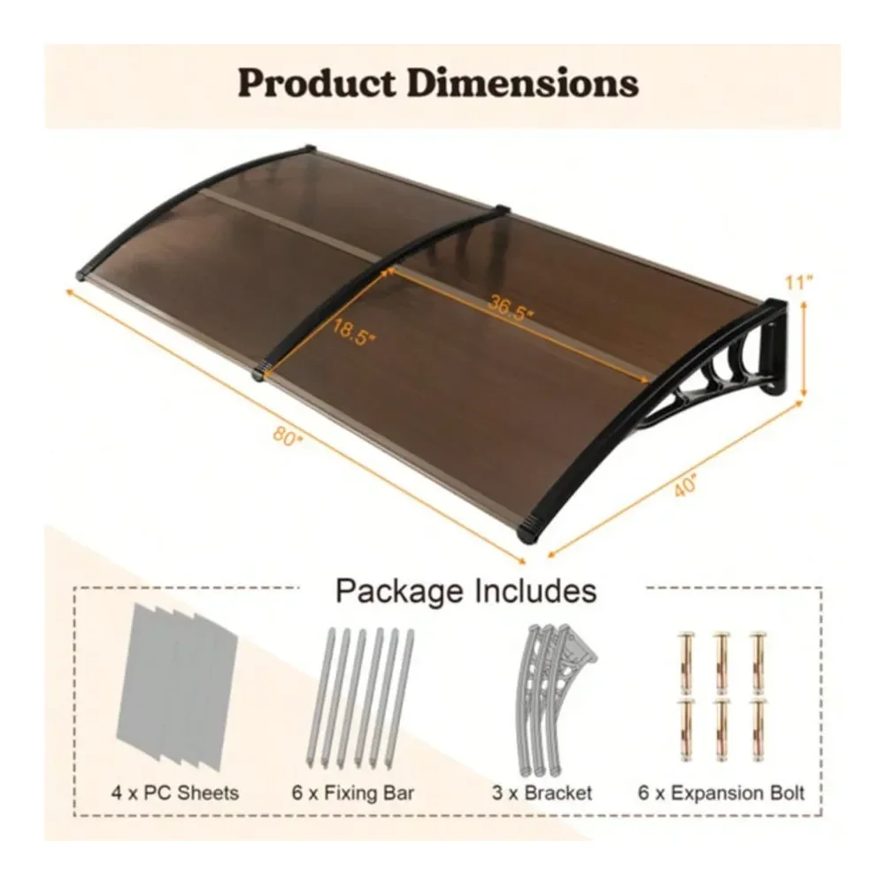 Sunshade Aluminum Bracket Sunshade For Door Canopy, Metal Sunshade For Front Door Window Overhanging Porch Outside Windows, 408
Sunshade Aluminum Bracket Sunshade For Door Canopy, Metal Sunshade For Front Door Window Overhanging Porch Outside Windows, 408