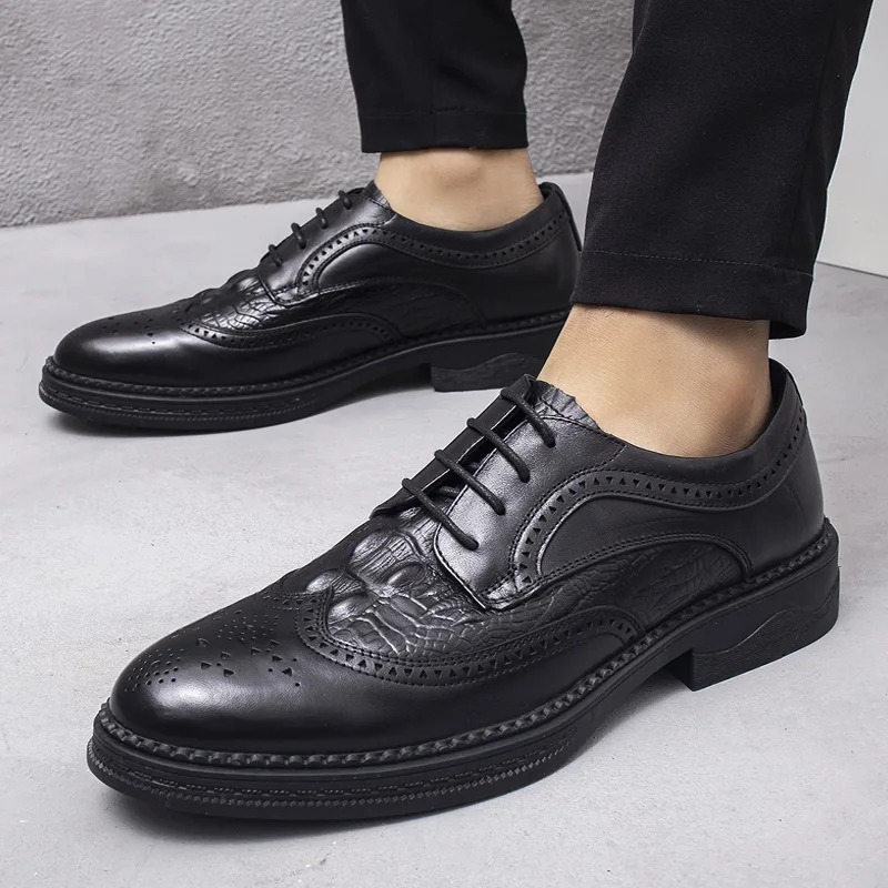 Cowhide Crocodile Pattern Men's Business Casual Leather Shoes comfortable Formal Dress British Style Pointed Toe Wedding Shoes
Cowhide Crocodile Pattern Men's Business Casual Leather Shoes comfortable Formal Dress British Style Pointed Toe Wedding Shoes