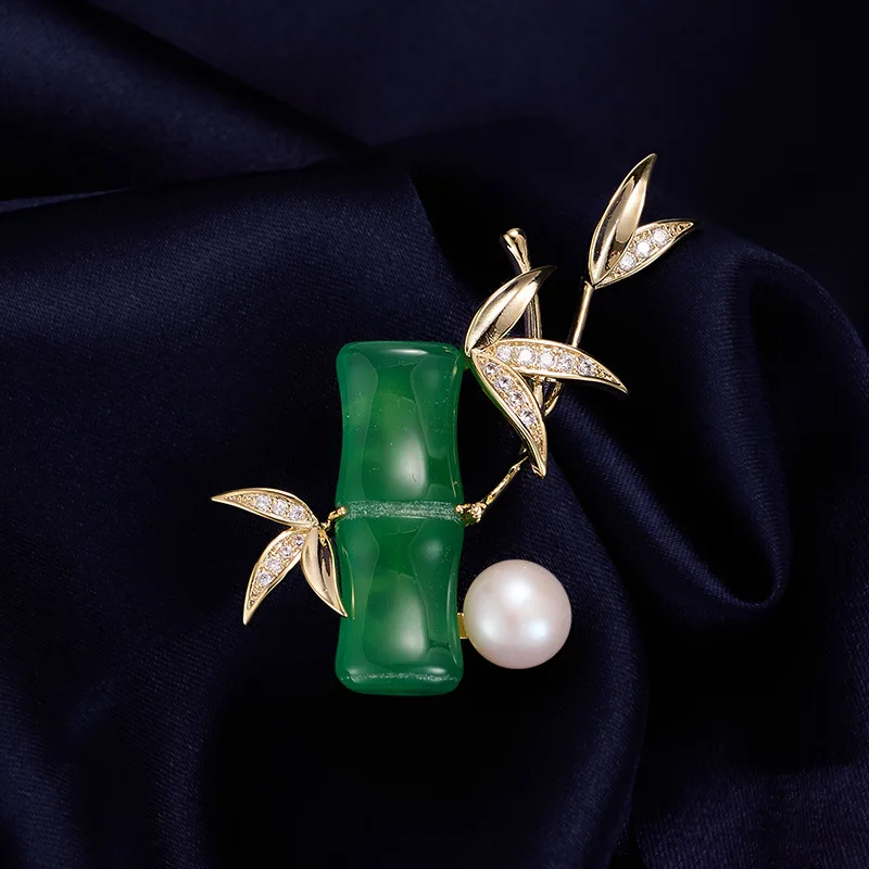 New Chinese Style Freshwater Pearl Imitation Chalcedony Bamboo Brooch High Rise Micro Inlaid Zirconia Press Button Brooch Pin Je
New Chinese Style Freshwater Pearl Imitation Chalcedony Bamboo Brooch High Rise Micro Inlaid Zirconia Press Button Brooch Pin Je