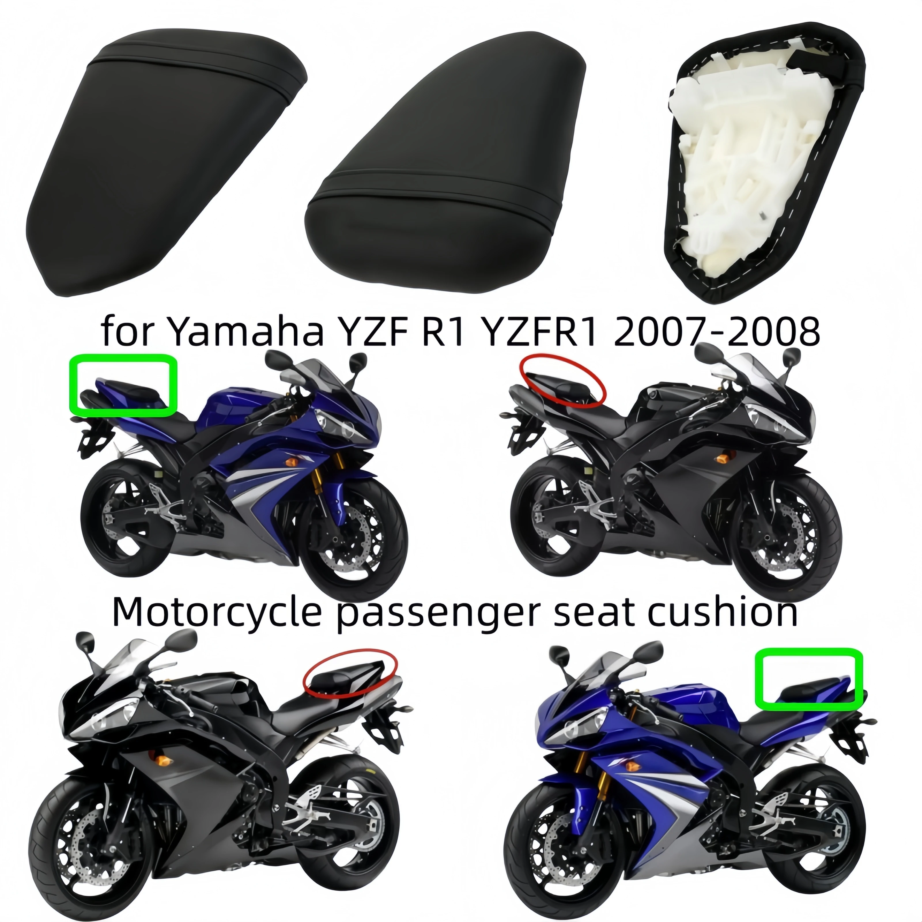 Motorcycle Rear Passage Seat Pillow Cushion Rear Seat Passenger seat cushion for Yamaha YZF R1 YZFR1 2007-2008
Motorcycle Rear Passage Seat Pillow Cushion Rear Seat Passenger seat cushion for Yamaha YZF R1 YZFR1 2007-2008