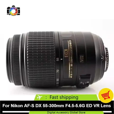 95% novo genuíno AF-S dx 55-300mm F4.5-5.6G ed vr lente APS-C câmera dslr para nikon d3400 d3500 d5200 d5600 d7100 d7500 câmera
