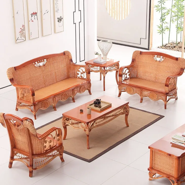 Rattan five-piece rattan sofa balconybamboo sofa single real rattan sofa combination living room chair
Rattan five-piece rattan sofa balconybamboo sofa single real rattan sofa combination living room chair