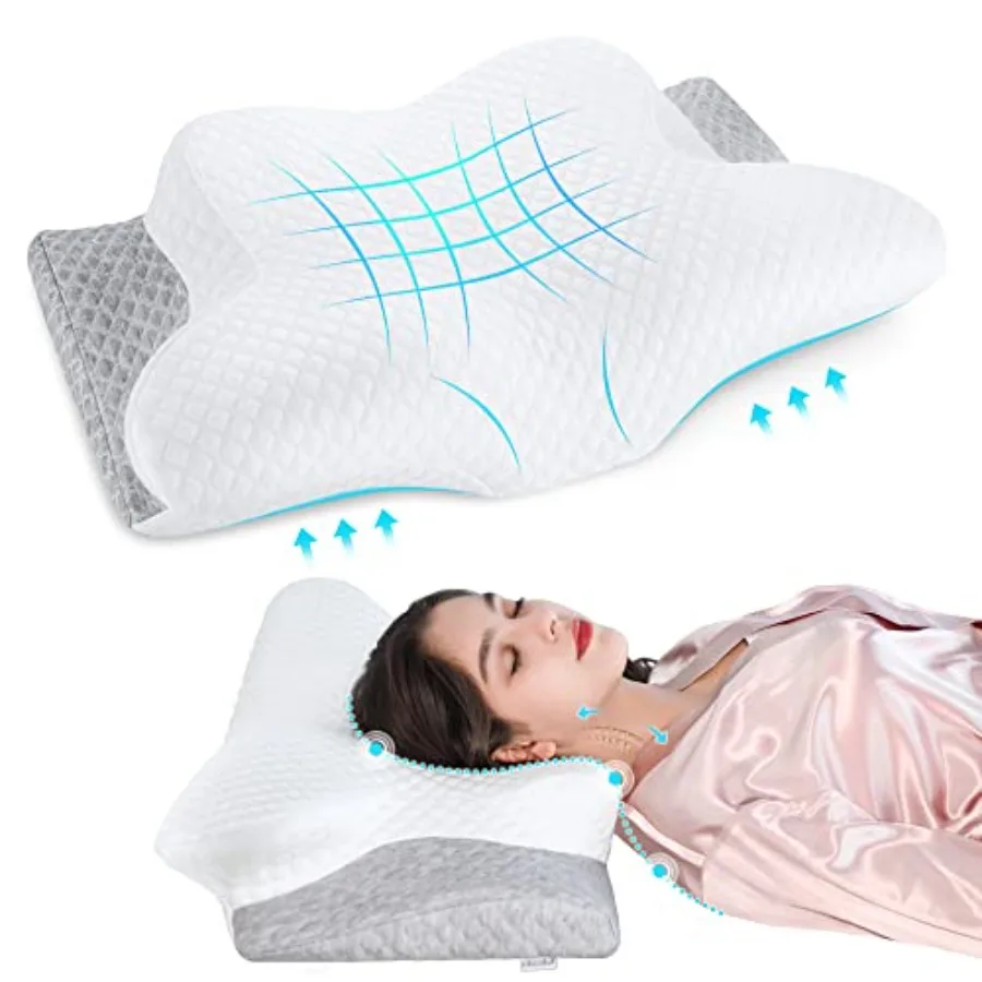 Cervical Neck Pillow for Pain Relief, Butterfly Contour Memory Foam Pillow for Side Back Sleepers, Ergonomic Bed Pillow with Wa
Cervical Neck Pillow for Pain Relief, Butterfly Contour Memory Foam Pillow for Side Back Sleepers, Ergonomic Bed Pillow with Wa