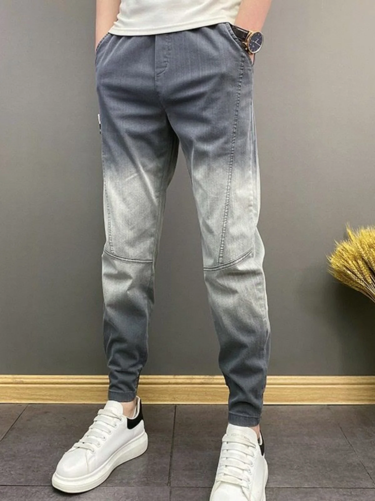 adual Color Men's Slim Fit Jeans Trendy Casual Waed out Youthful Sle mid Waist Dstring ket Youth Autumn Season
adual Color Men's Slim Fit Jeans Trendy Casual Waed out Youthful Sle mid Waist Dstring ket Youth Autumn Season