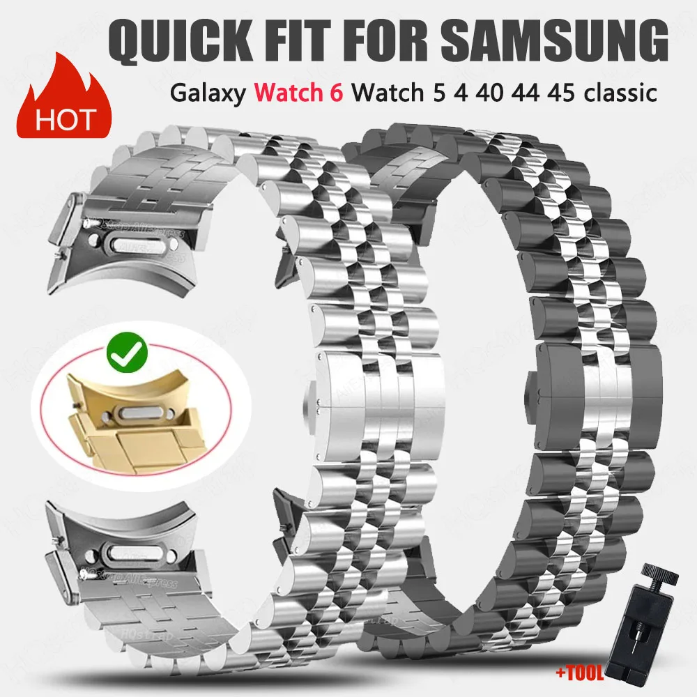 Ремешок стальной для Samsung Galaxy Watch 6 Classic, быстросъемный металлический браслет для Samsung Watch 6 5 4 40 мм 44 мм Pro 45 мм, без зазоров
Ремешок стальной для Samsung Galaxy Watch 6 Classic, быстросъемный металлический браслет для Samsung Watch 6 5 4 40 мм 44 мм Pro 45 мм, без зазоров
