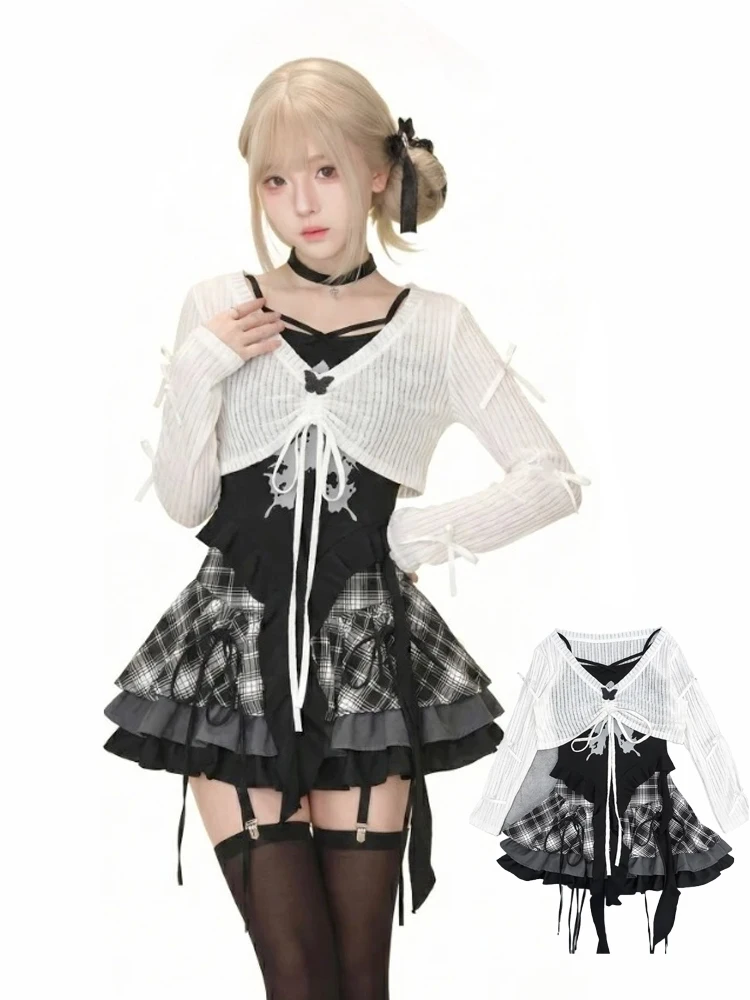 Japanese Three-Piece Set Skirt Bow Blouse Y2K Harajuku Skirt Women Casual Subculture Outfit Fashion Skirt Suit Autumn Spring
Japanese Three-Piece Set Skirt Bow Blouse Y2K Harajuku Skirt Women Casual Subculture Outfit Fashion Skirt Suit Autumn Spring