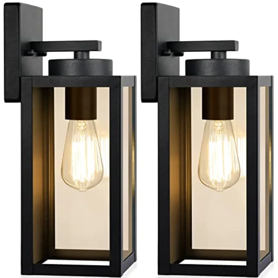 Outdoor Wall Light Fixtures, Exterior Waterproof Wall Lanterns, Porch Sconces Lighting with E26 Sockets and Glass Shades, Moder
Outdoor Wall Light Fixtures, Exterior Waterproof Wall Lanterns, Porch Sconces Lighting with E26 Sockets and Glass Shades, Moder