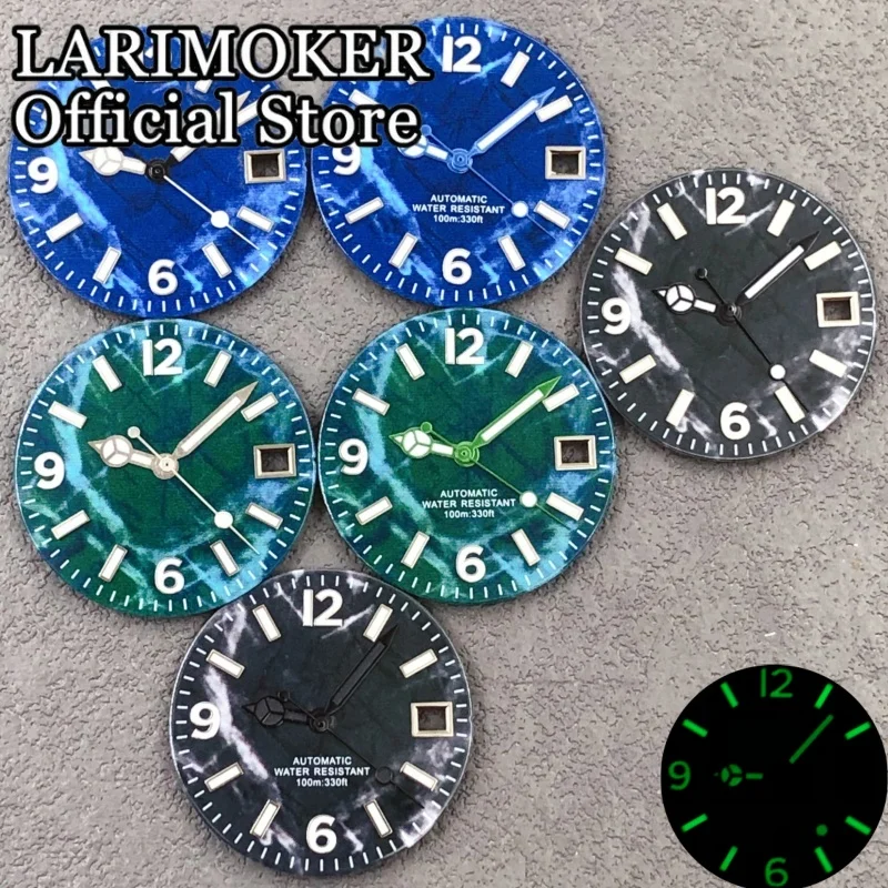 LARIMOKER 29 мм зеленый/синий/черный набор указателей для часов, серебряные метки часов с зеленым светом, подходят для автоматического механизма NH35
LARIMOKER 29 мм зеленый/синий/черный набор указателей для часов, серебряные метки часов с зеленым светом, подходят для автоматического механизма NH35